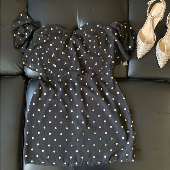 LOVER & FRIENDS BLACK GOLD MINI DRESS - Picture 3 of 10